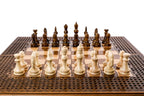 Classic Carved chess and backgammon set - chess pieces set up for play