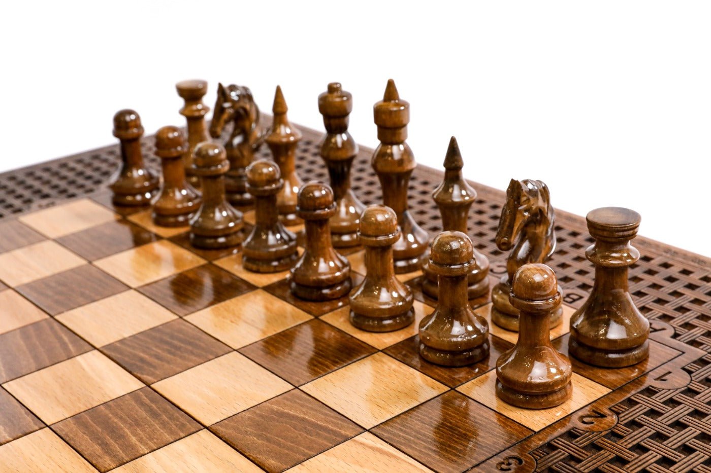 Classic Carved Chess Set & Backgammon Board 23.6" | 60 cm - Unumperfectus