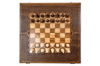 Classic Carved chess and backgammon set - detail of the carved border