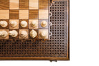 Classic Carved chess and backgammon set - angled view showing the craftsmanship