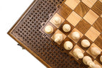 Classic Carved chess and backgammon set - close-up of the playing squares