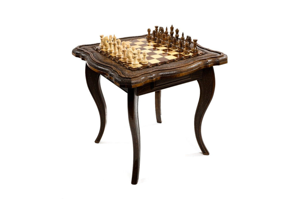 Large handmade wooden table chess set with elegant design 23.6 inch