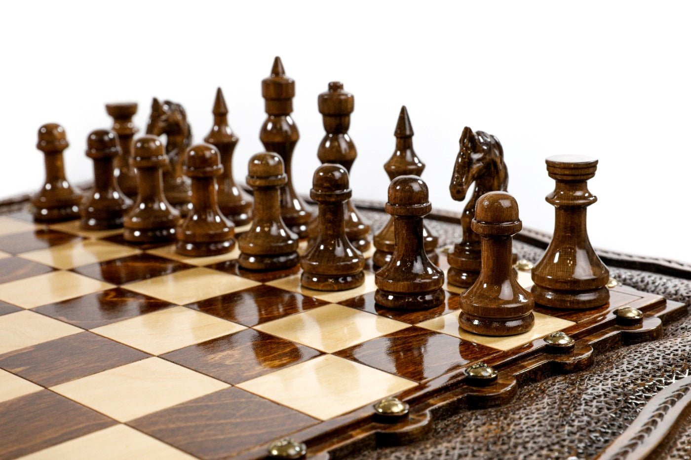 Wooden Carved Table Chess Set 23.6" | 60 cm - Unumperfectus