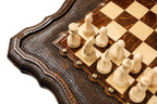 Carved wooden chess table for play and display