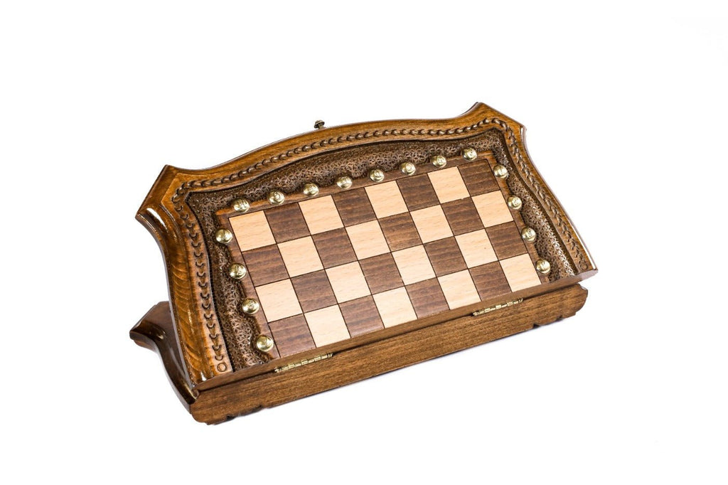 Wooden Carved Chess Set & Backgammon Board 30 cm | 11.8" - Unumperfectus