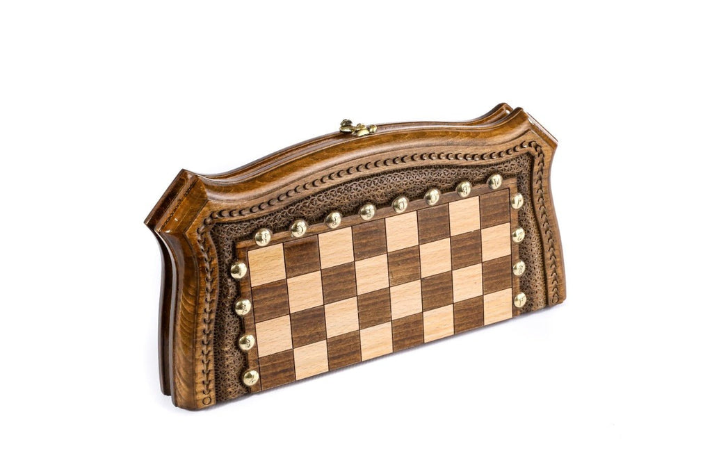 Wooden Carved Chess Set & Backgammon Board 30 cm | 11.8" - Unumperfectus