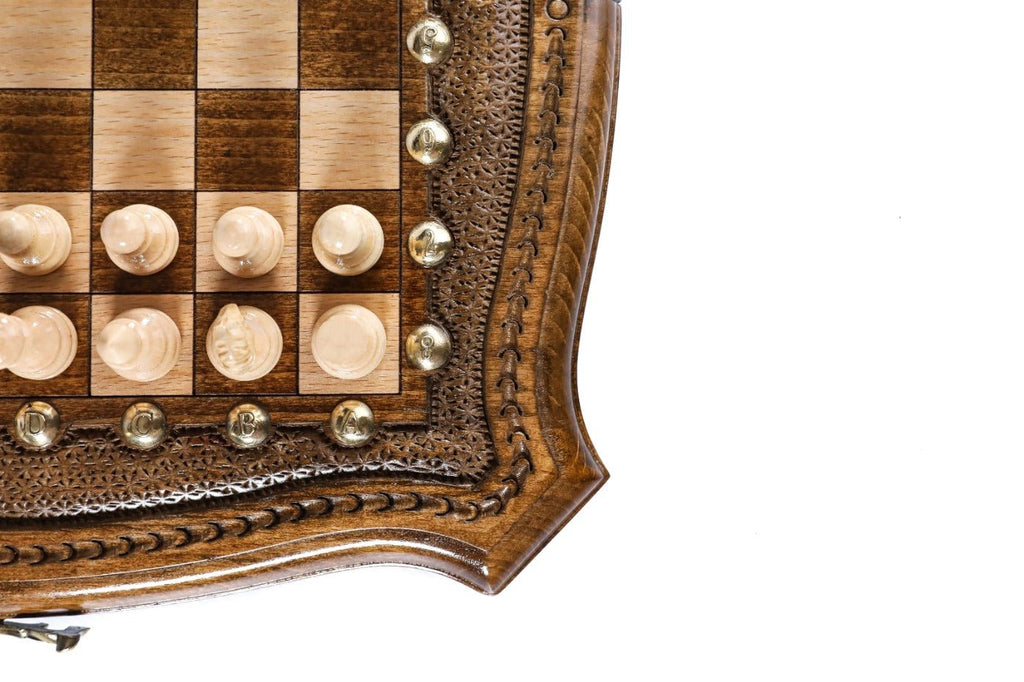 Wooden Carved Chess Set & Backgammon Board 30 cm | 11.8" - Unumperfectus