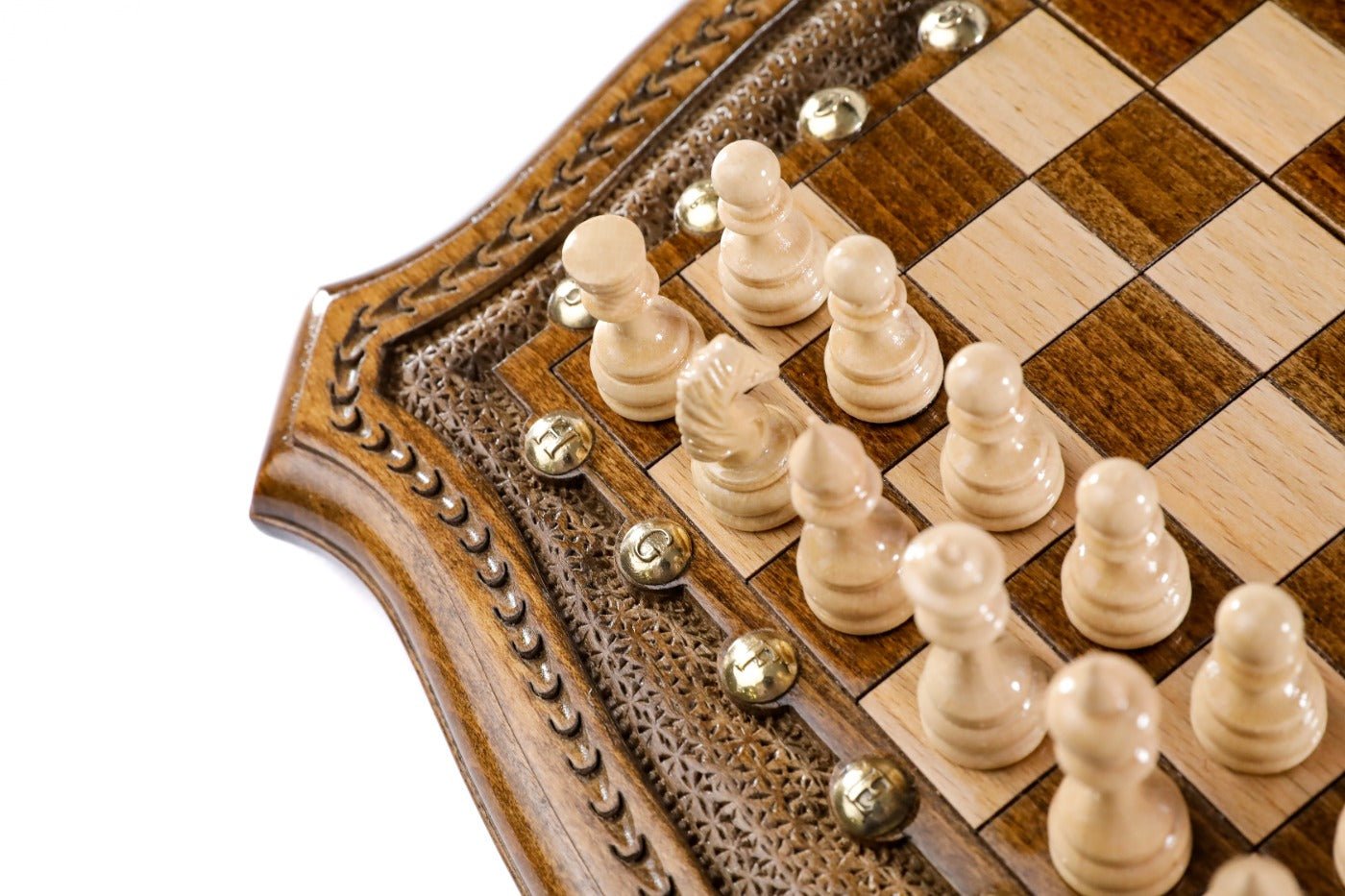 Wooden Carved Chess Set & Backgammon Board 30 cm | 11.8" - Unumperfectus