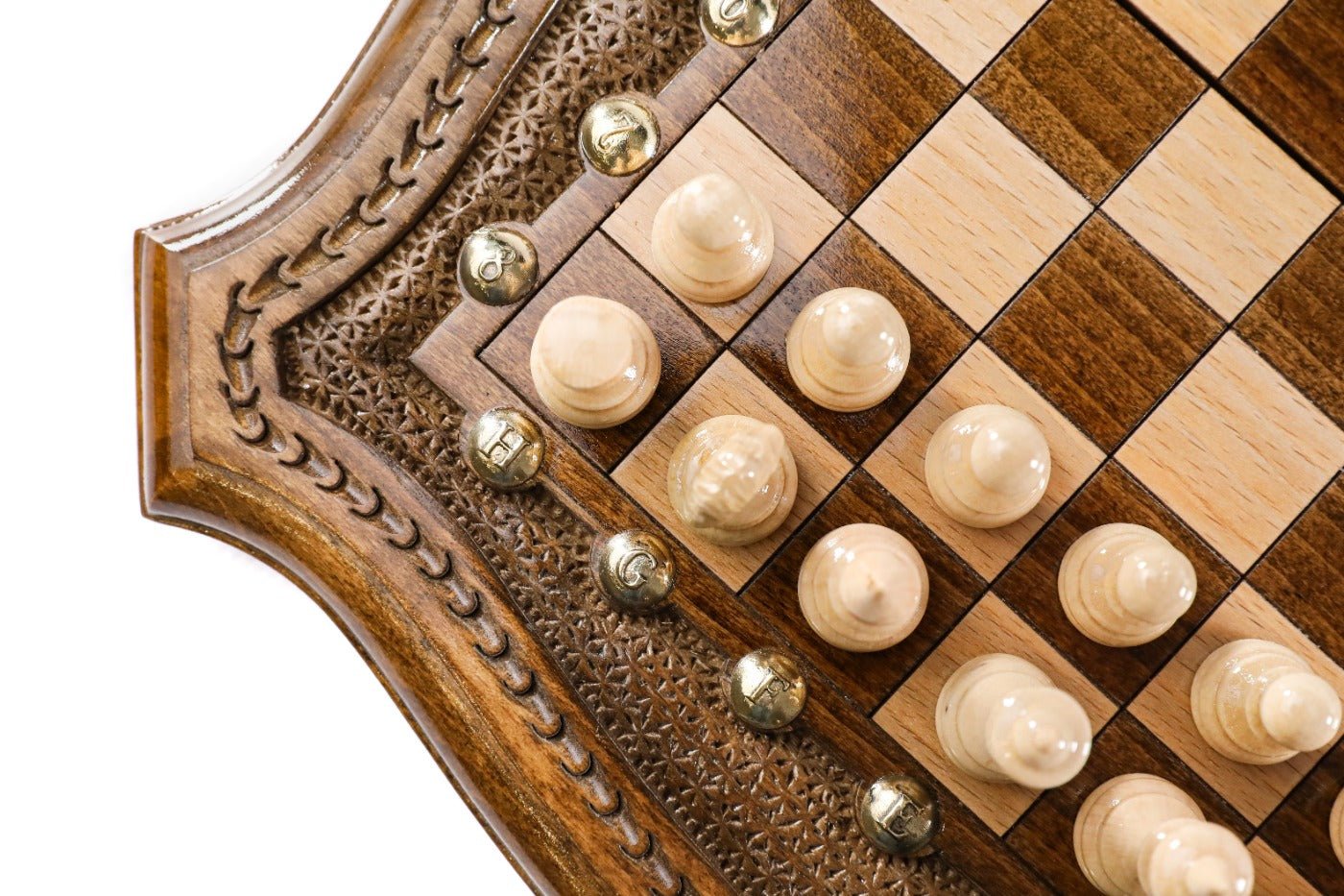 Wooden Carved Chess Set & Backgammon Board 30 cm | 11.8" - Unumperfectus