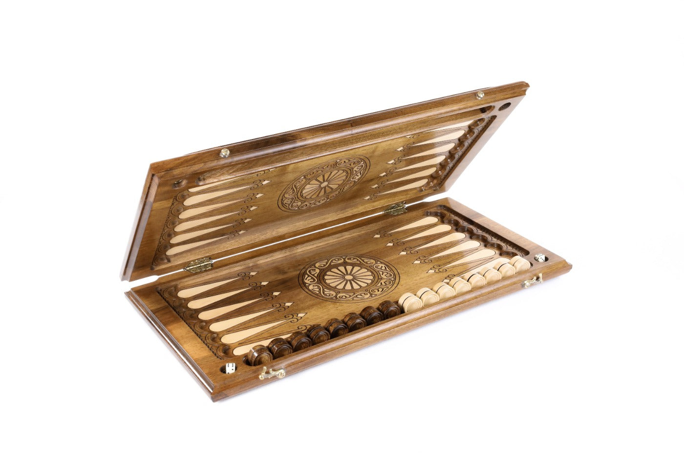 Backgammon Board - Coat of Arms of Armenia Classic Inlay & Braid Motif