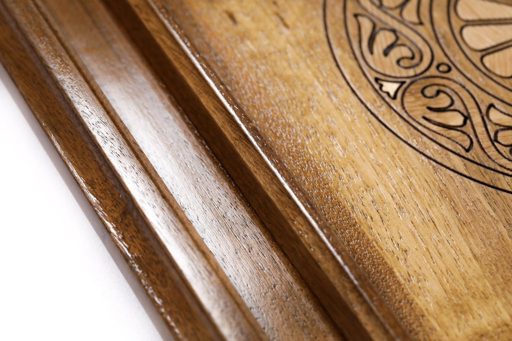 Backgammon Board - Coat of Arms of Armenia Classic Inlay & Braid Motif - Unumperfectus