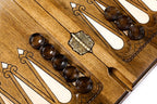 Coat of Arms of Armenia Classic Inlay Braid Motif backgammon board - corner detail of the board