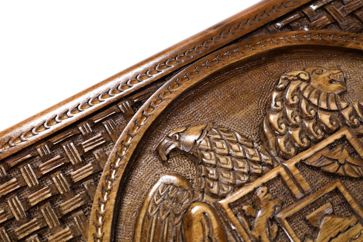 Backgammon Board - Coat of Arms of Armenia Classic Inlay & Braid Motif - Unumperfectus