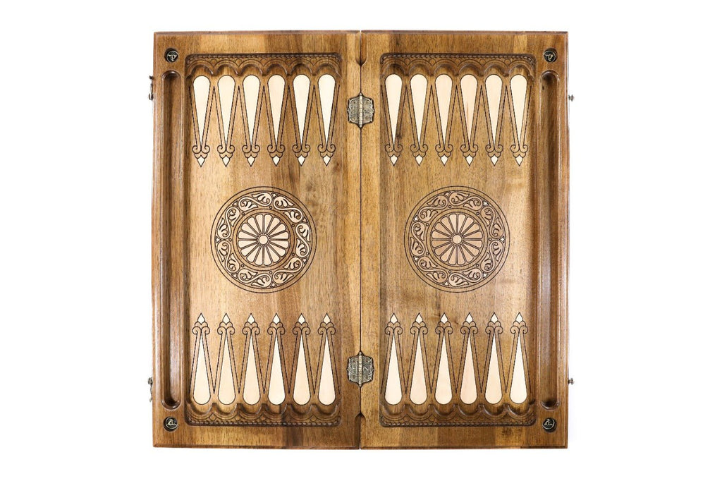 Backgammon Board - Coat of Arms of Armenia Classic Inlay & Braid Motif - Unumperfectus