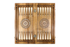 Coat of Arms of Armenia Classic Inlay Braid Motif backgammon board - carrying case and accessories