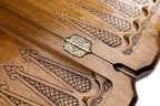 Octagram Contour Edition backgammon board - playing pieces and dice arranged on the board
