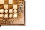 Classic Expanded chess set - close-up of hand-carved chess pieces