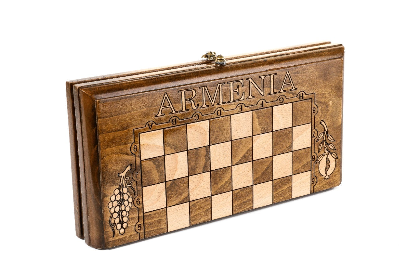 Classic Chess Set with ARMENIA Engraved and Grape Design - Unumperfectus