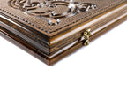Lion backgammon set - close-up of the carved design