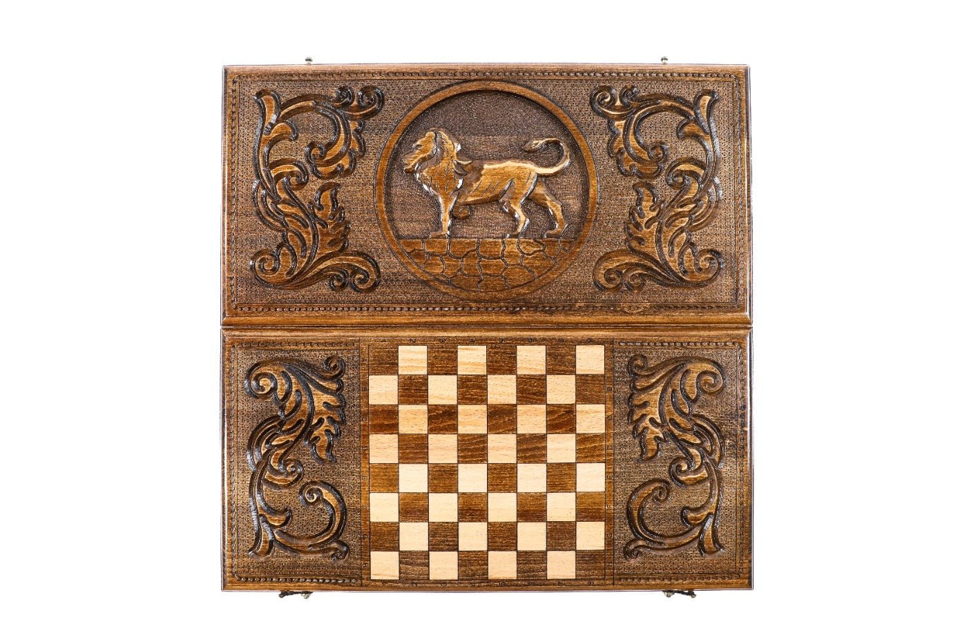 Wooden Backgammon Set Lion  23.6" | 60 cm - Unumperfectus