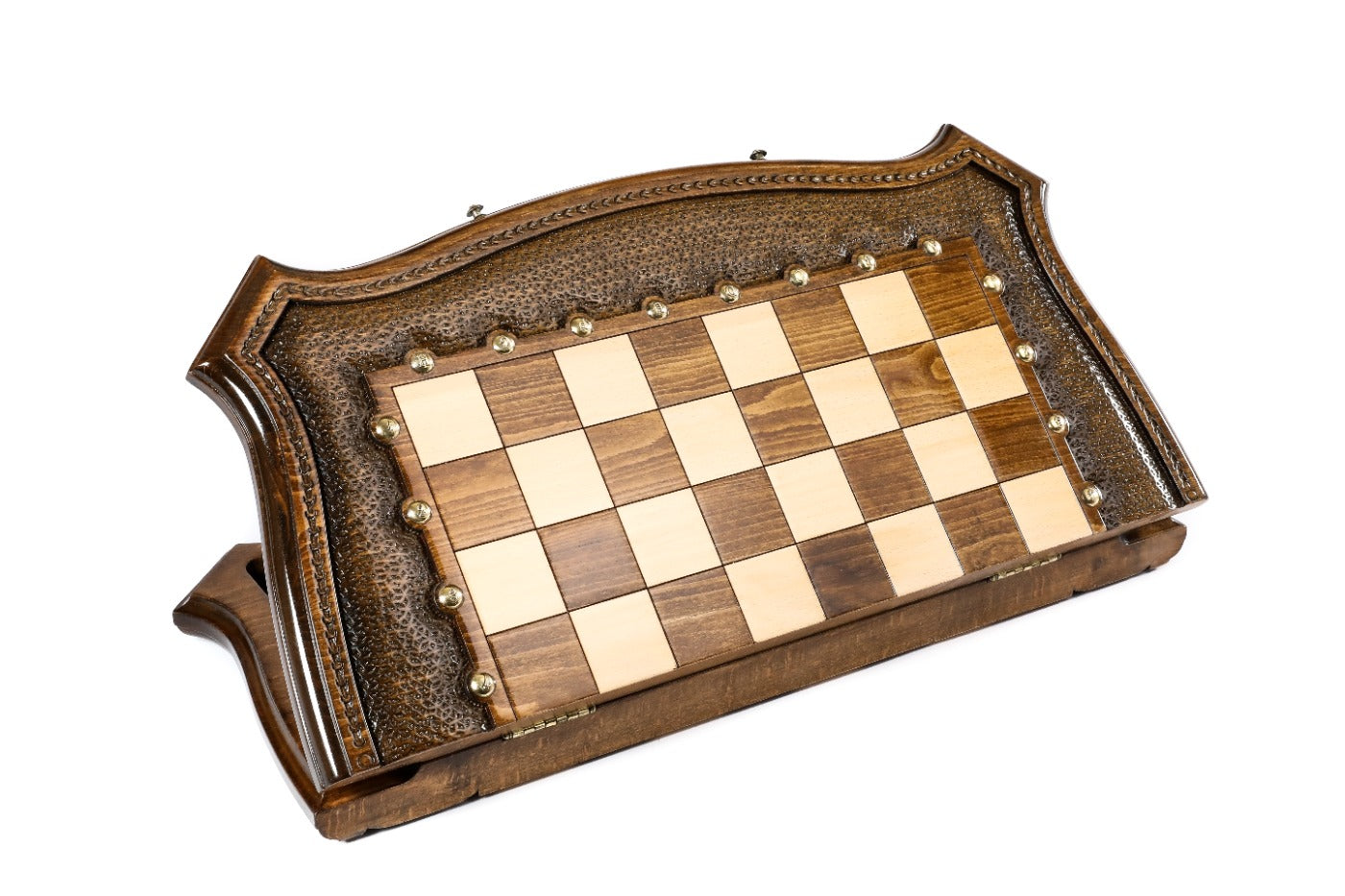 Contour Outline Chess Set with Bronze Details – Carved Wooden Chess Set - Unumperfectus