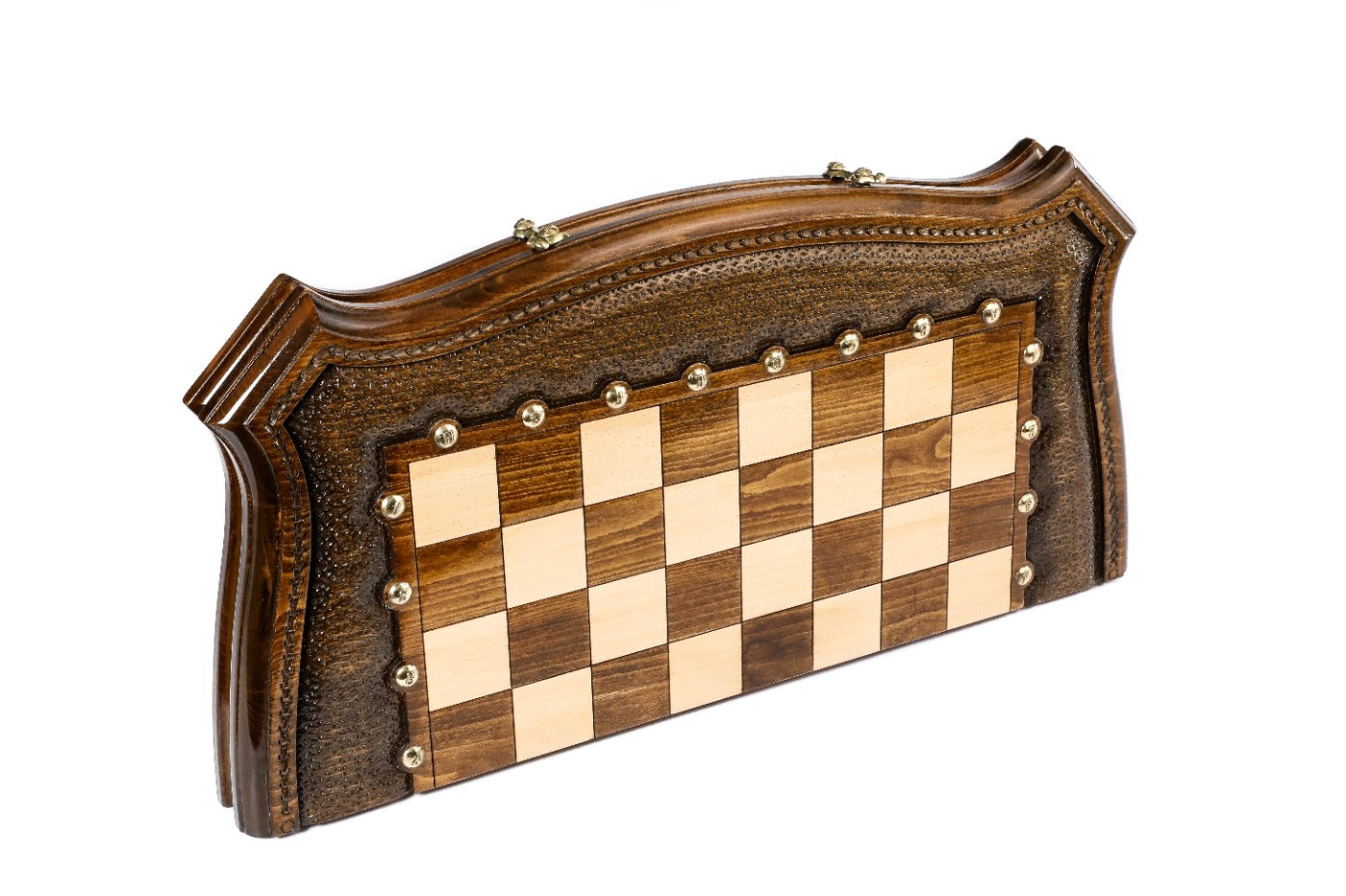Contour Outline Chess Set with Bronze Details – Carved Wooden Chess Set - Unumperfectus