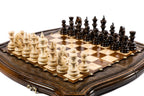 contour outline chess board with bronze accents