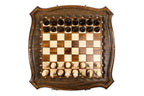 Contour Outline Bronze Details Carved chess set - carrying case included