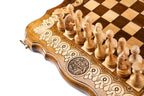 Armenian Ornamental chess and backgammon set - detail of the carved border