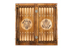 100 Dollar Bill backgammon board - side profile showing the craftsmanship