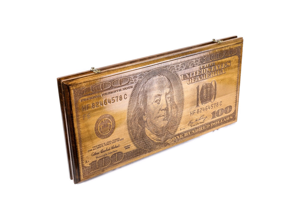 Backgammon Board - 100 Dollar Bill - Unumperfectus