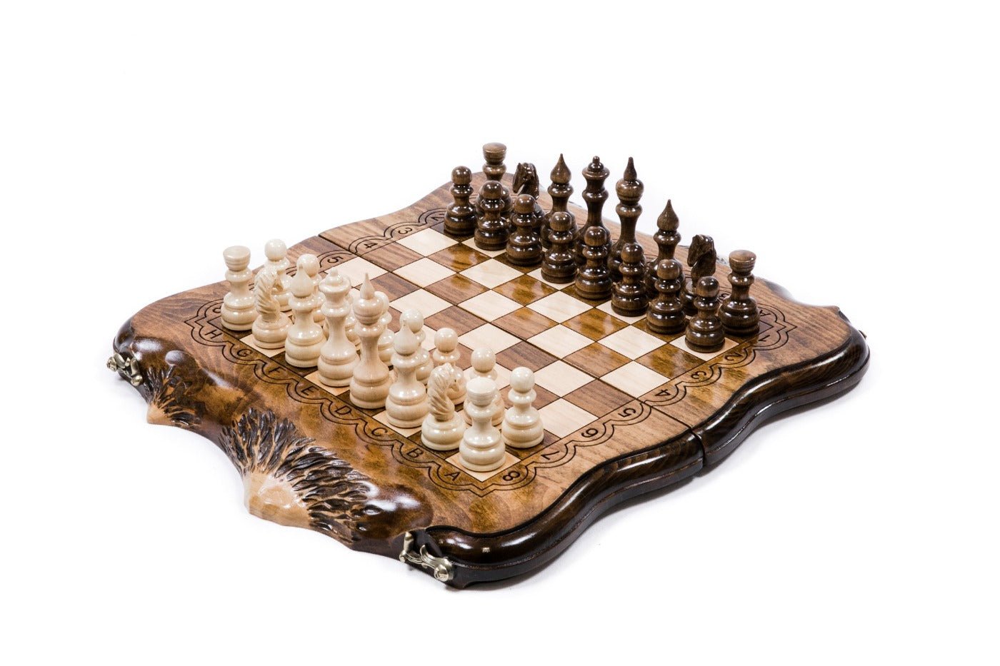 Luxury Armenian wooden chess set with Mount Ararat design