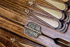 Coat of Arms of Armenia backgammon board - detail of the wood grain and finish
