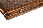 Ornamental Classic Edition backgammon board - close-up of the carved design