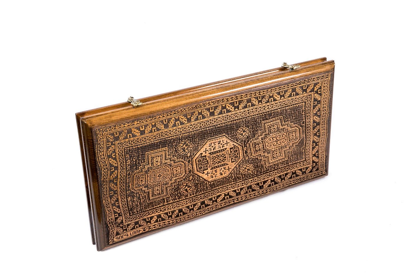 The interior view of the open Hrachya Ohanyan Lori set highlighting the smooth wood finish and professional pips.