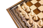 Classic Carved chess set - corner detail of the board