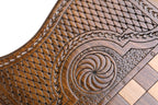 Ornamental Heritage backgammon board - detail of the wood grain and finish