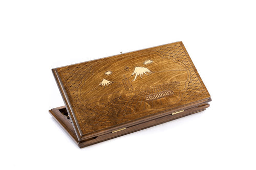 Armenian wooden backgammon board Hayastan design 23.6 inch