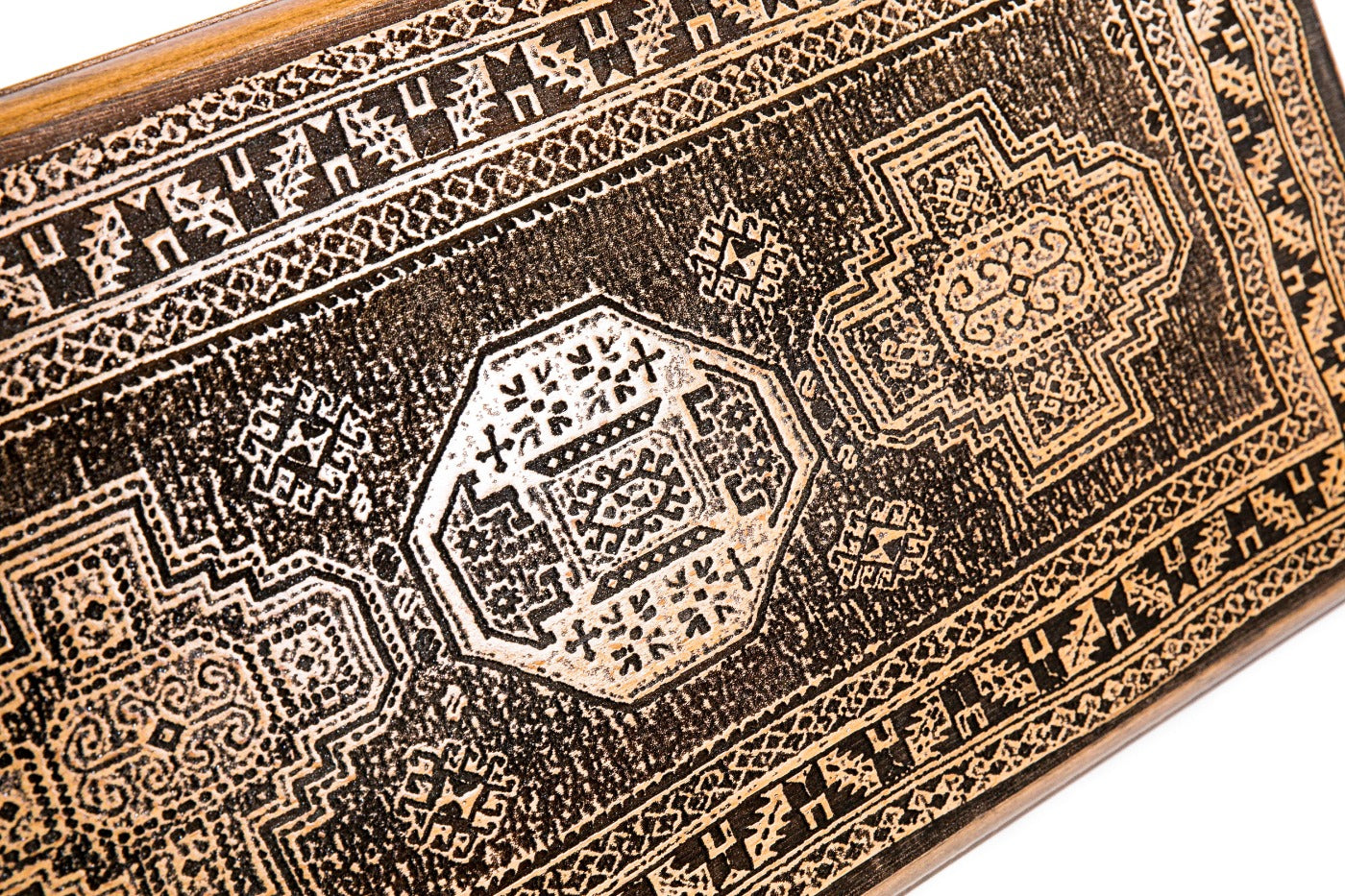 The interior view of the open Hrachya Ohanyan Lori set highlighting the smooth wood finish and professional pips.