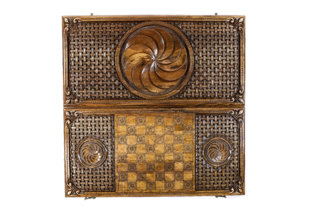 Backgammon Board - Eternity Symbol Wooden Classic Braid - Unumperfectus