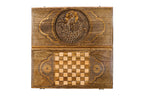 Peacock Majesty backgammon board in wood by Hrachya Ohanyan
