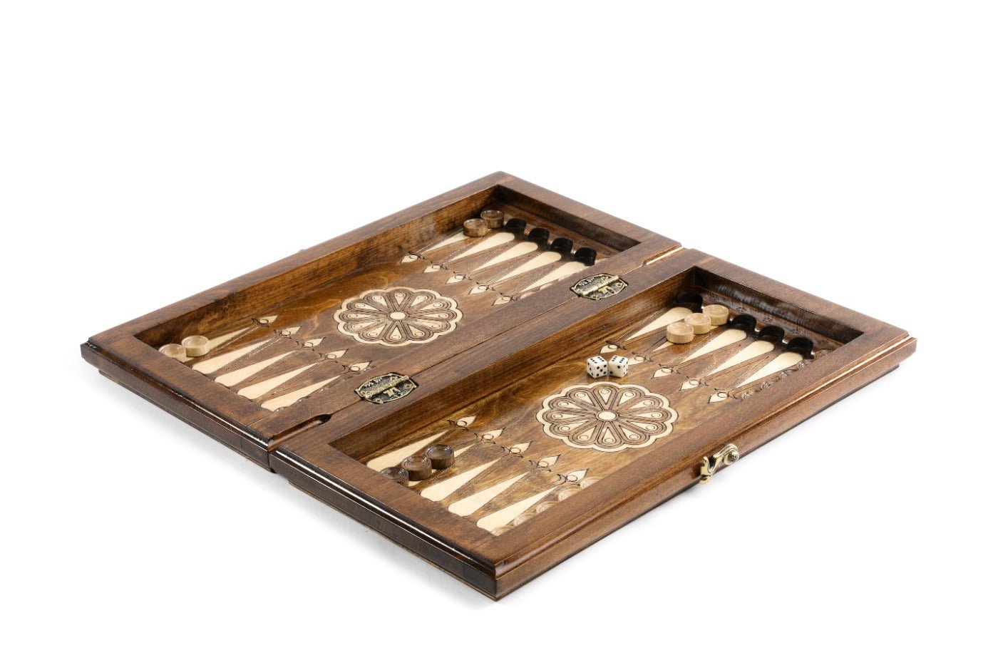 Wooden Backgammon Board Ornamental Motif 15.7" | 40 cm - Unumperfectus