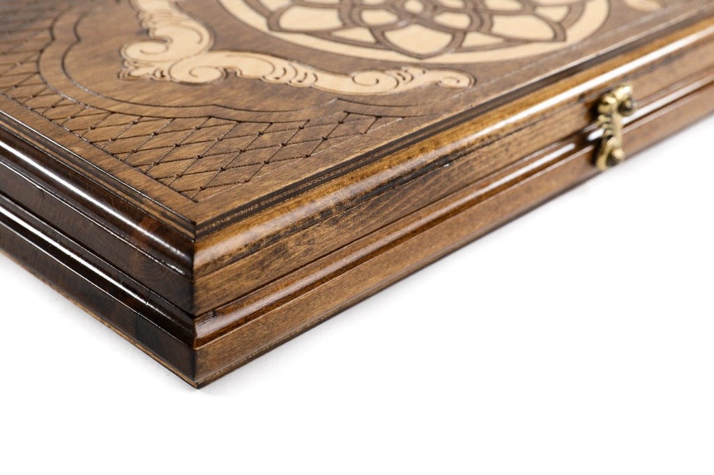 Wooden Backgammon Board Ornamental Motif 15.7" | 40 cm - Unumperfectus