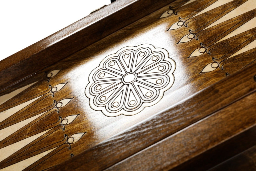 Wooden Backgammon Board Ornamental Motif 15.7" | 40 cm - Unumperfectus