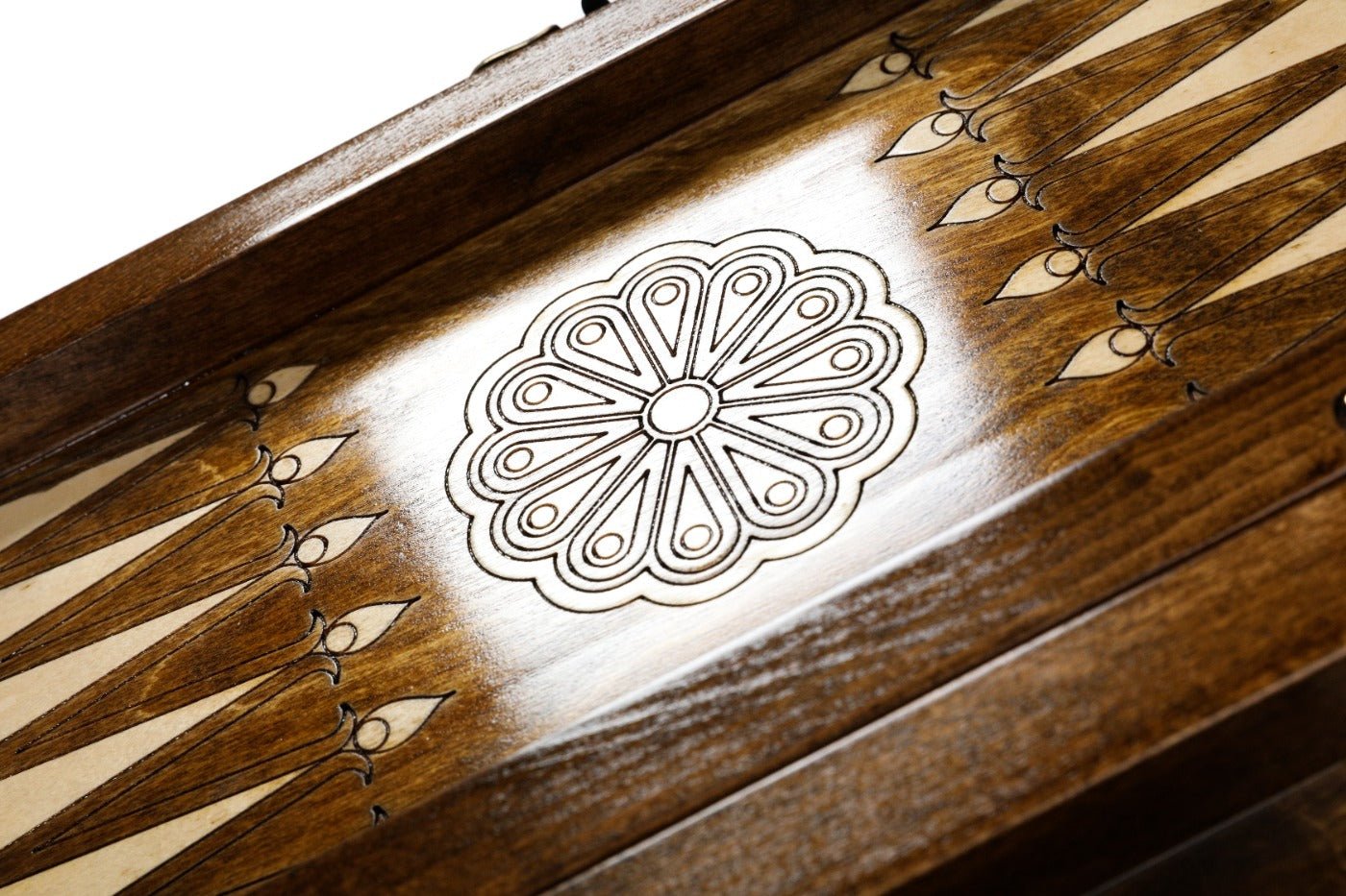 Wooden Backgammon Board Ornamental Motif 15.7" | 40 cm - Unumperfectus