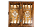 Ornamental Motif backgammon board - angled view