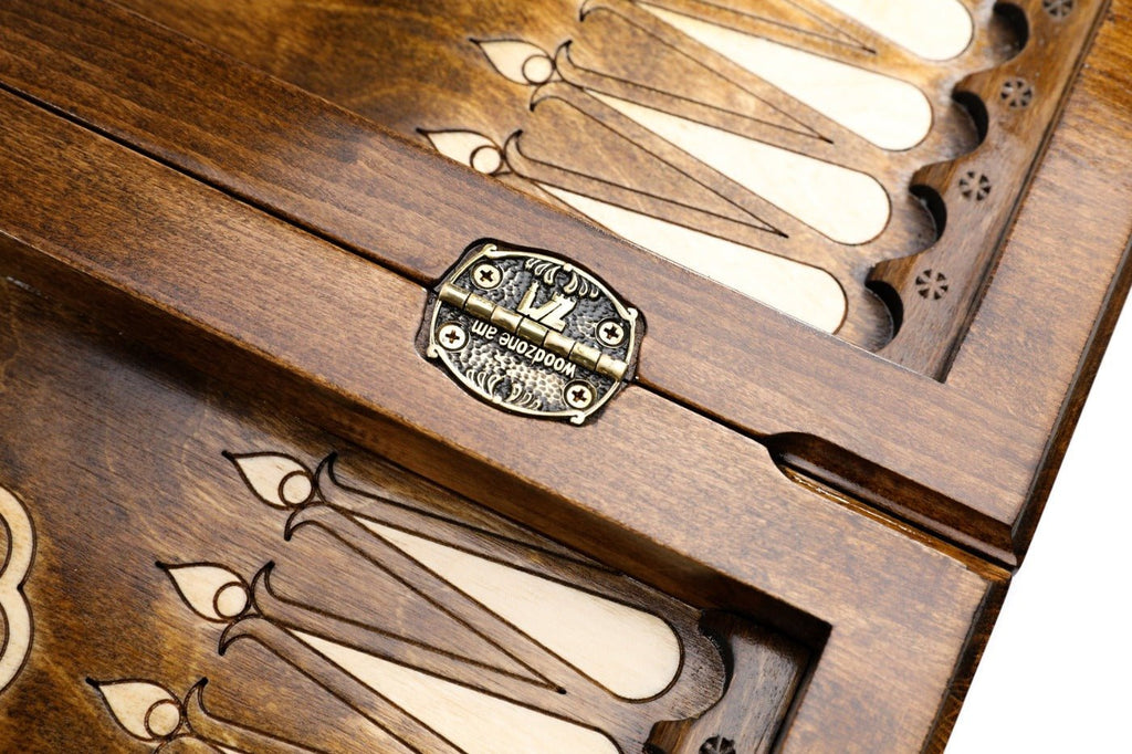 Wooden Backgammon Board Ornamental Motif 15.7" | 40 cm - Unumperfectus
