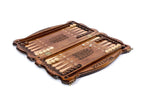 Premium handcrafted wooden backgammon board with refined decorative border