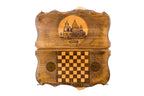 Mother See of Holy Etchmiadzin backgammon board in wood by Hrachya Ohanyan