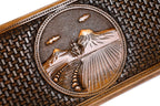 The interior view of the open Hrachya Ohanyan Ararat set highlighting the smooth wood finish and professional pips.